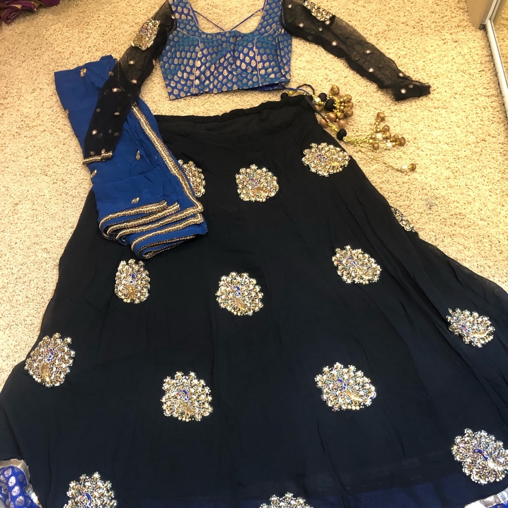Blue lengha choli